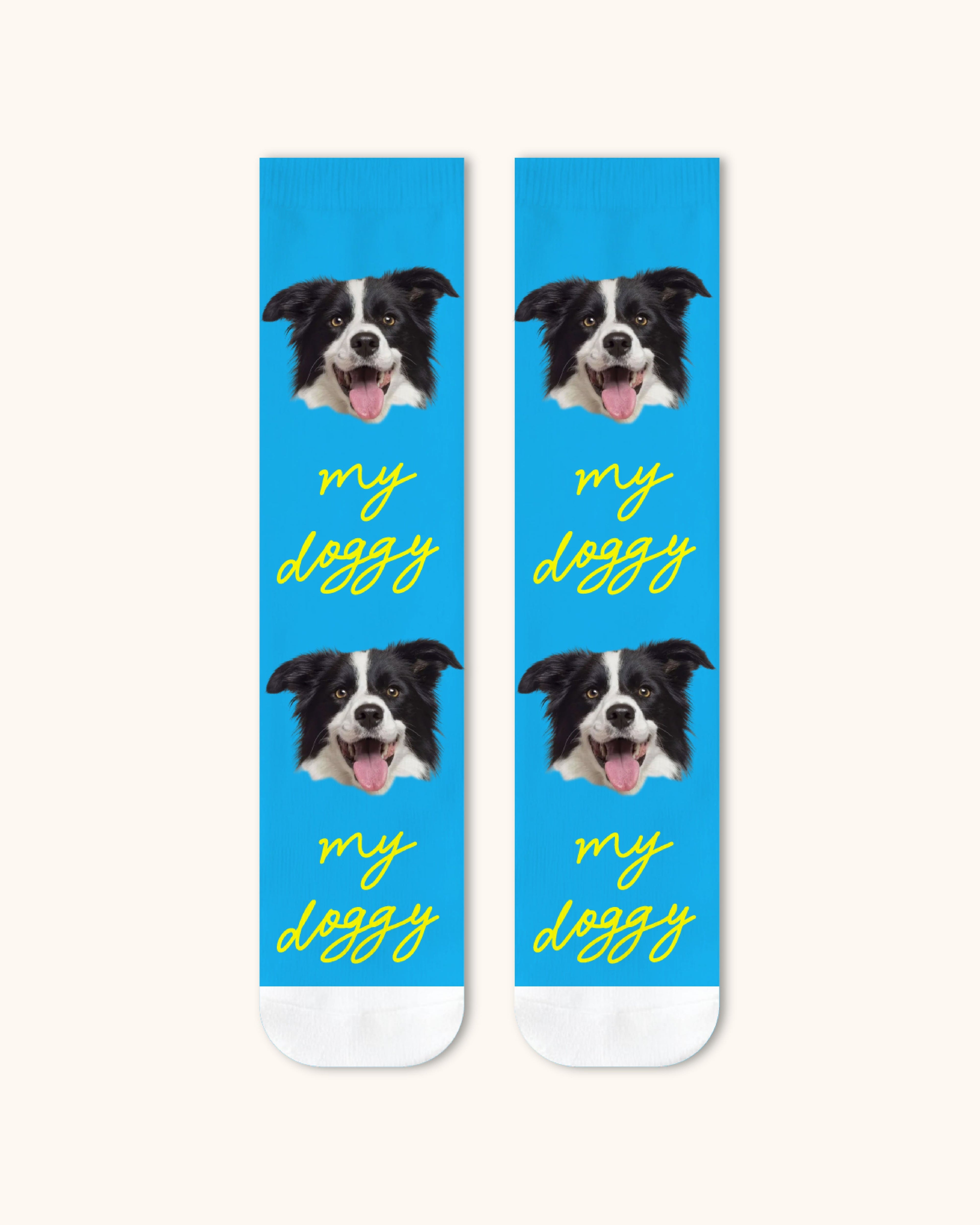 Adults Custom Dog Face Crew Socks Personalized Pet Photo Socks White Toe - SWEET NANA