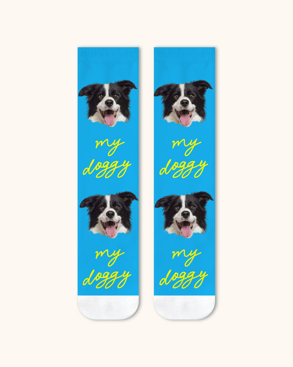 Adults Custom Dog Face Crew Socks Personalized Pet Photo Socks White Toe - SWEET NANA
