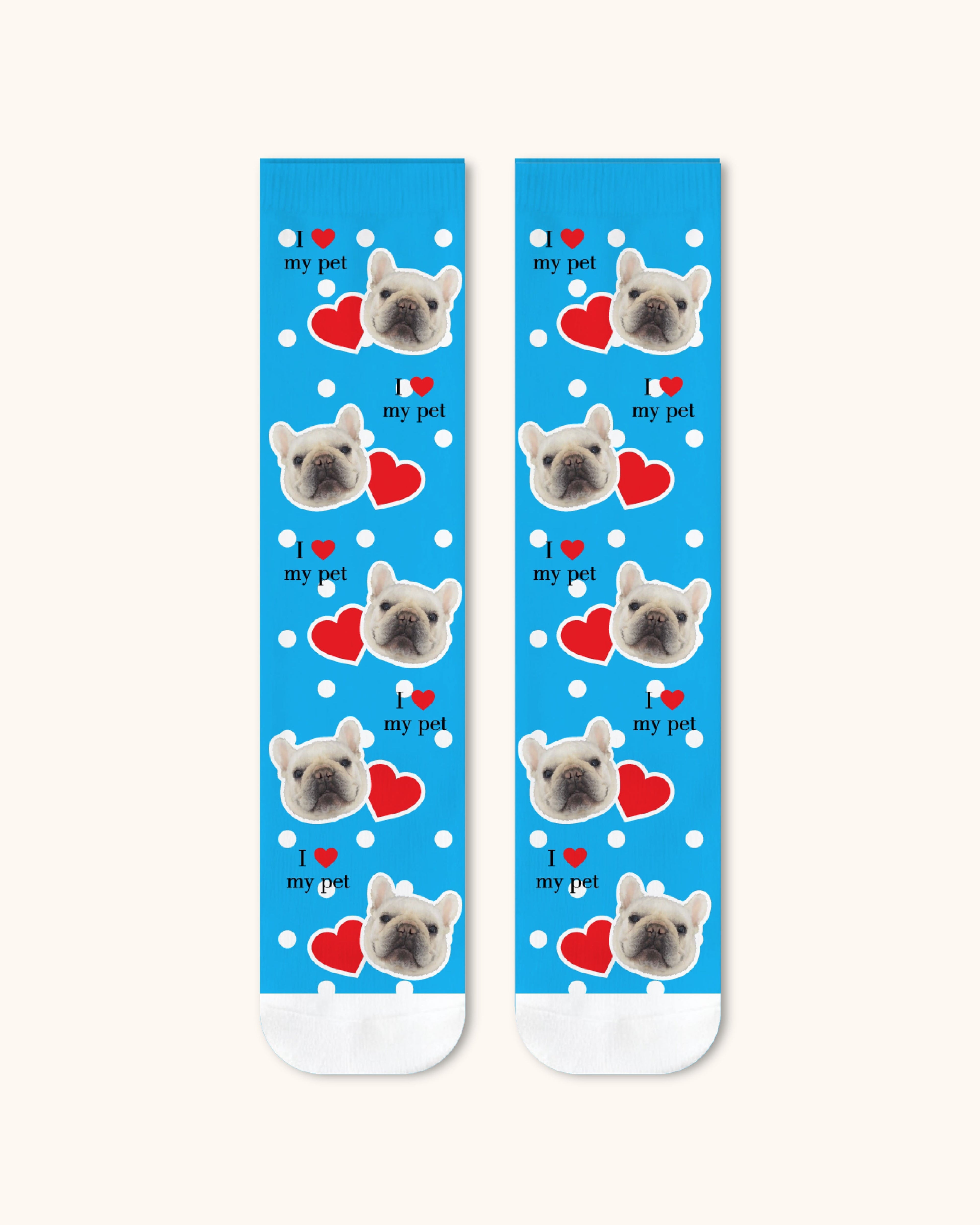 Adults Custom Dog Face Crew Socks Personalized Pet Photo Socks White Toe - SWEET NANA