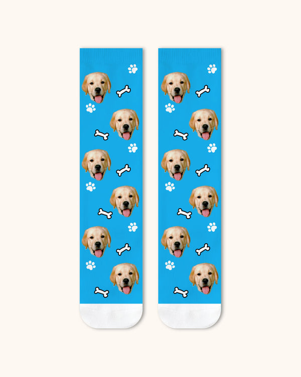 Adults Custom Dog Face Crew Socks Personalized Pet Photo Socks White Toe - SWEET NANA