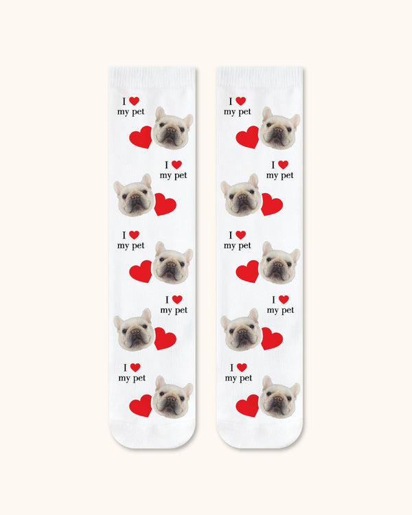 Adults Custom Dog Face Crew Socks Personalized Pet Photo Socks White Toe - SWEET NANA