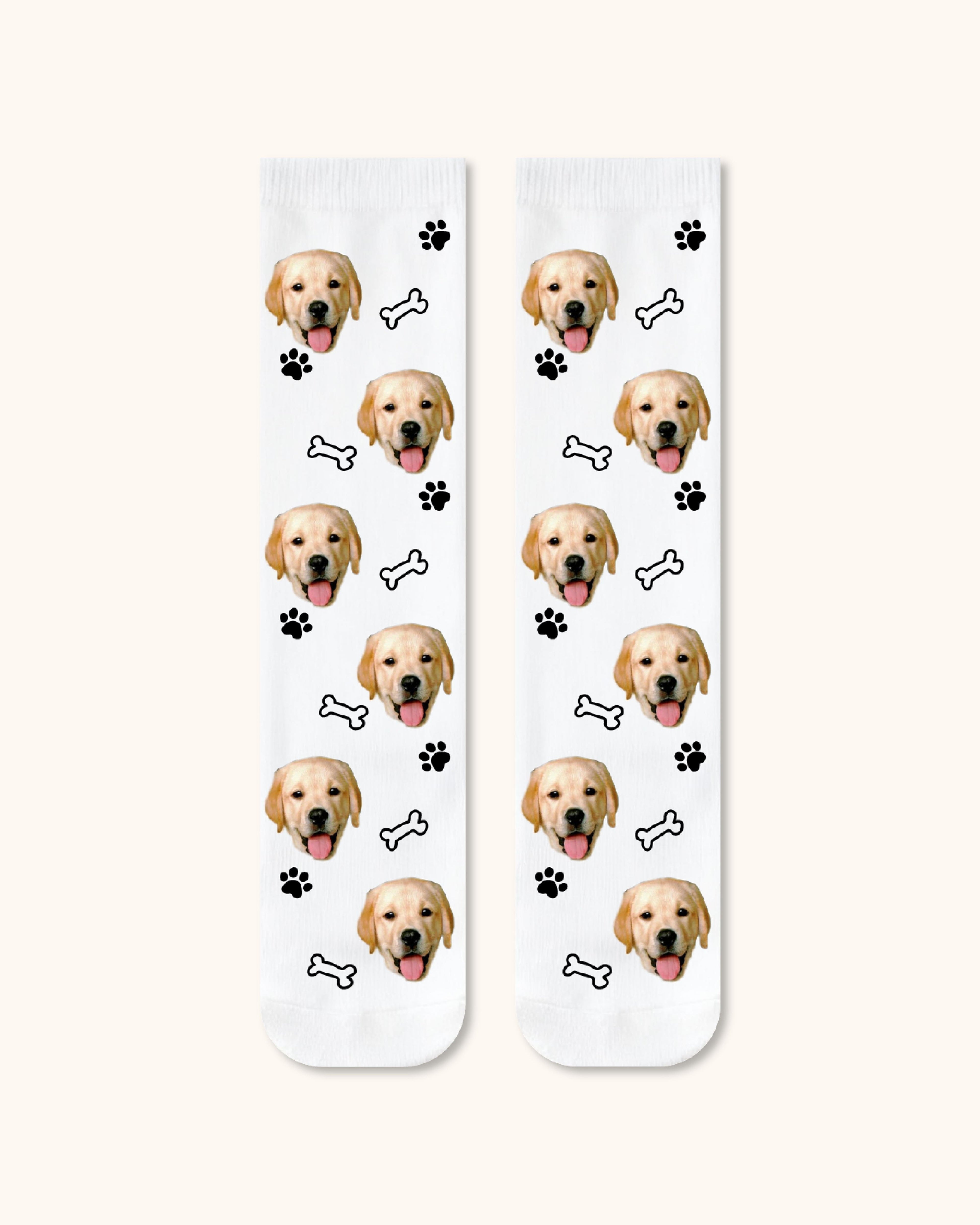 Adults Custom Dog Face Crew Socks Personalized Pet Photo Socks White Toe - SWEET NANA