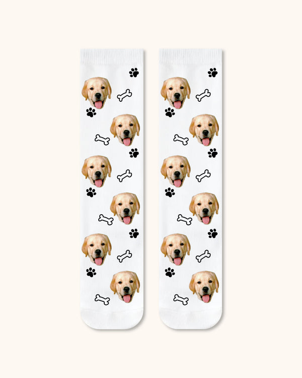 Adults Custom Dog Face Crew Socks Personalized Pet Photo Socks White Toe - SWEET NANA