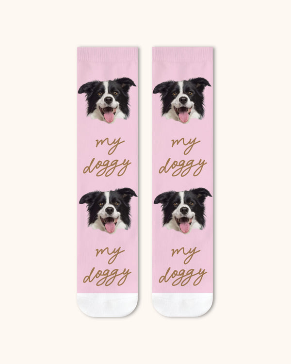 Adults Custom Dog Face Crew Socks Personalized Pet Photo Socks White Toe - SWEET NANA