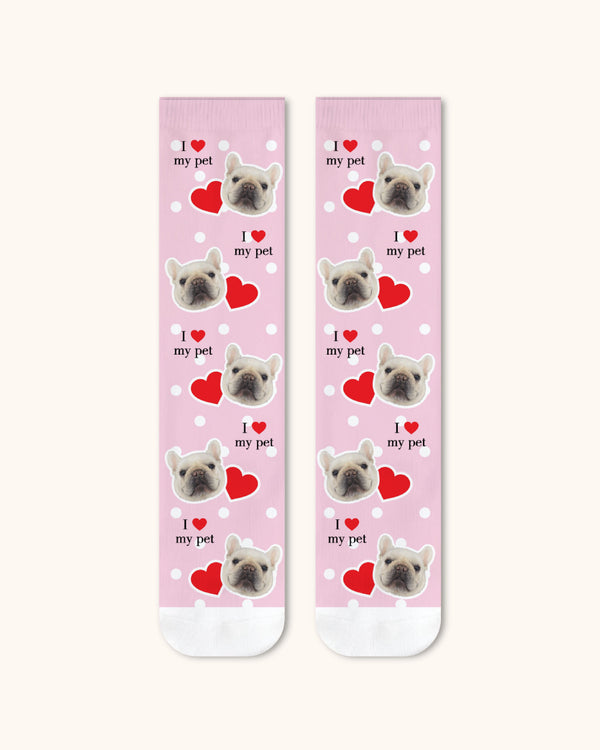 Adults Custom Dog Face Crew Socks Personalized Pet Photo Socks White Toe - SWEET NANA