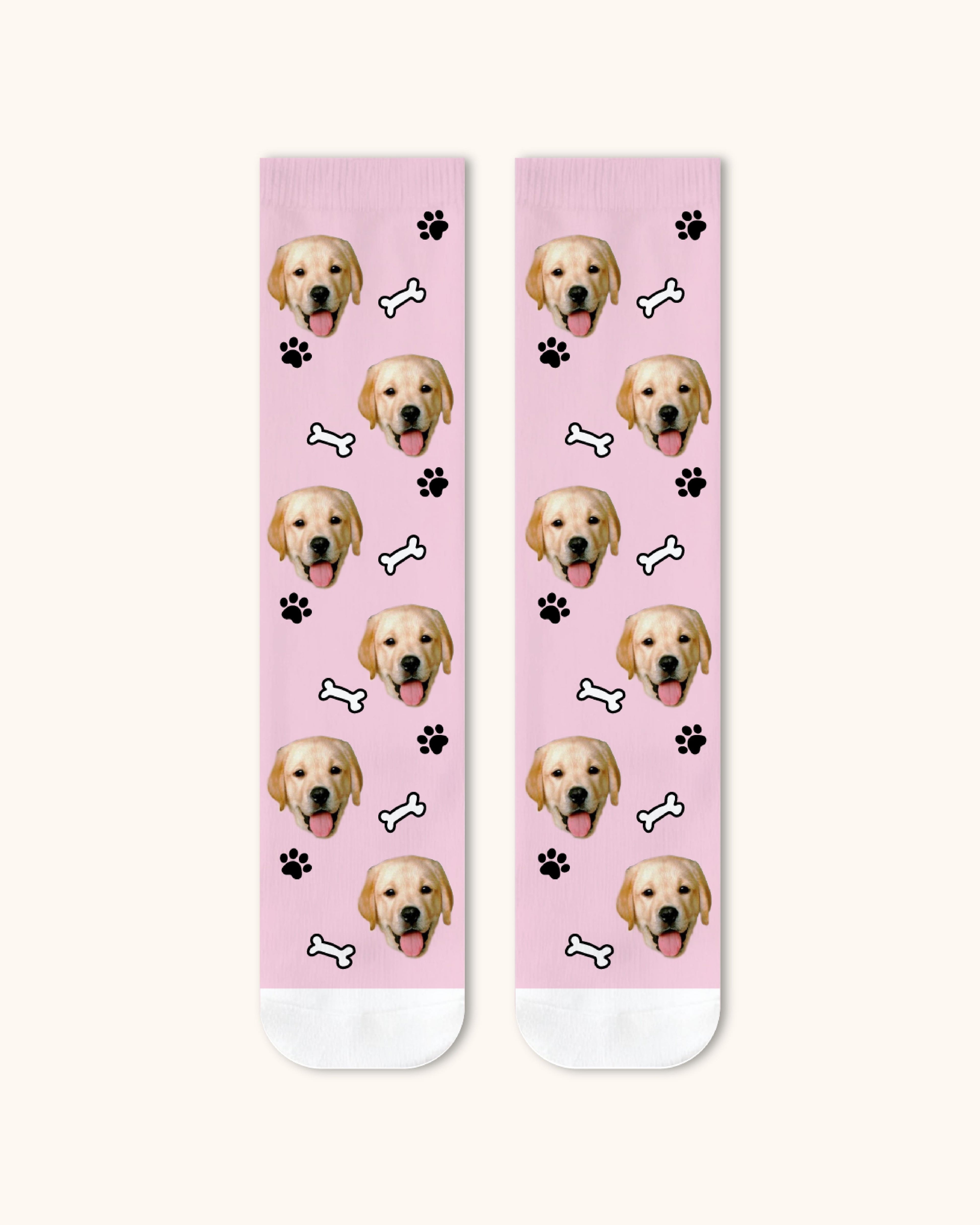 Adults Custom Dog Face Crew Socks Personalized Pet Photo Socks White Toe - SWEET NANA