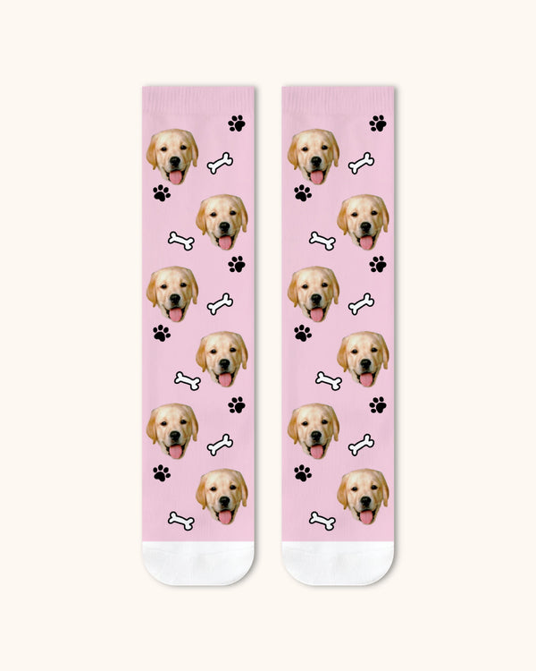 Adults Custom Dog Face Crew Socks Personalized Pet Photo Socks White Toe - SWEET NANA