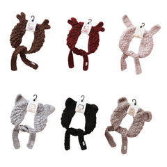 Sweetnana Handmade Coral Velvet Earmuffs - Cute and Warm Head-wear with Three-dimensional Animal Ear Design, Suitable for Kids and Adults