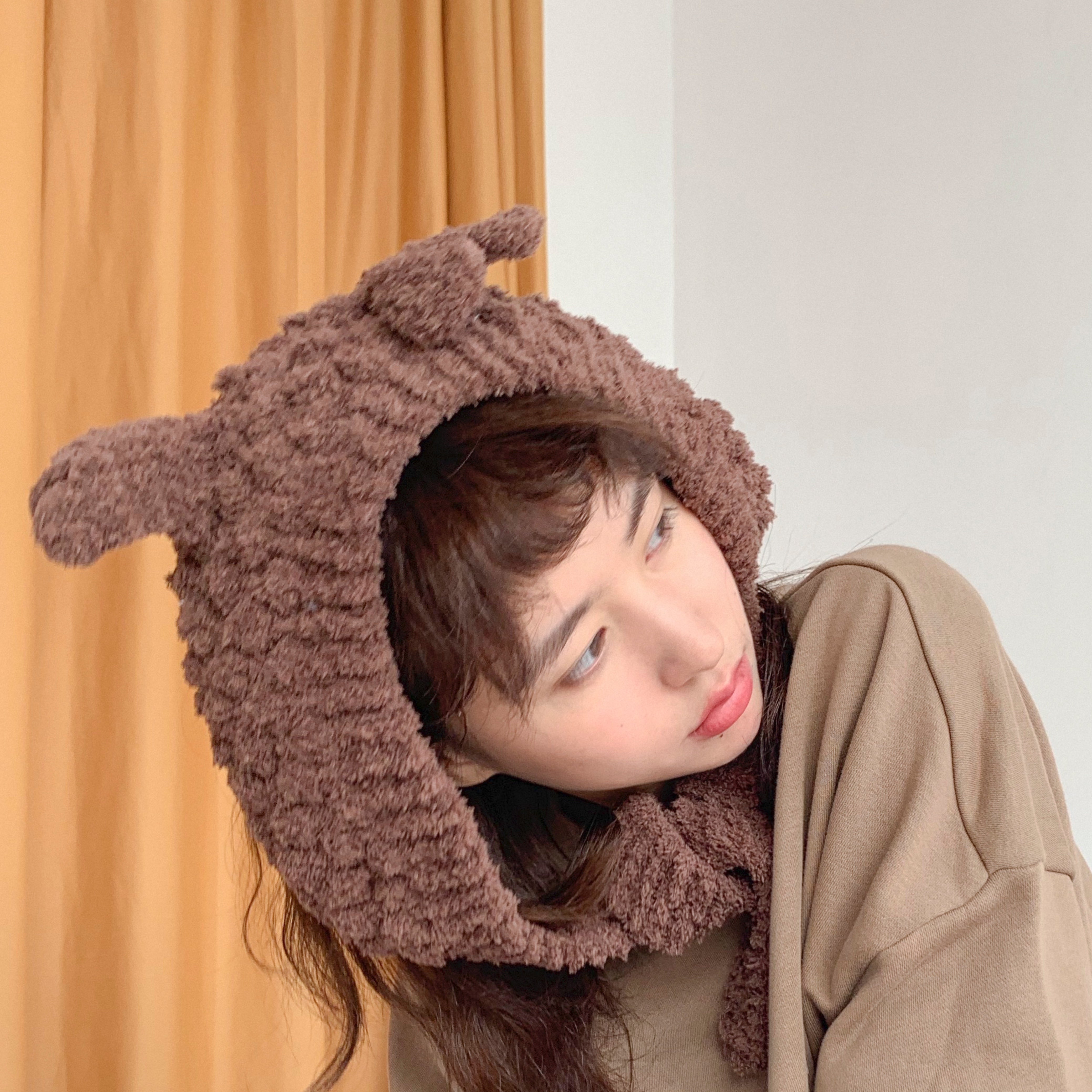 Sweetnana ハンドメイドコーラルベルベットイヤーマフ - かわいくて暖かいヘッドウェア、立体的な動物の耳のデザイン、子供と大人に適しています