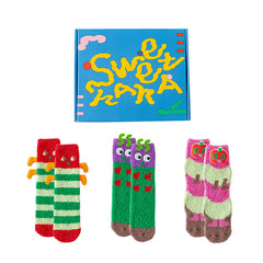 Gift Box Set Sweetnana Caterpillar Series Cozy Tube Socks - Warm Thickened Winter Stockings, Fuzzy Slipper Socks, Funny and Creative.