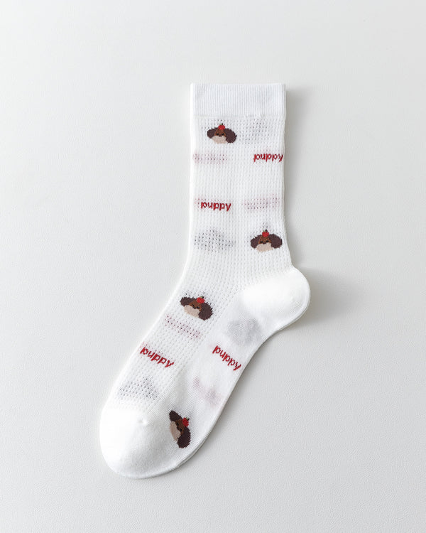 Women Crew Socks Cute Dachshund Series Cotton Mesh Breathable - SWEET NANA