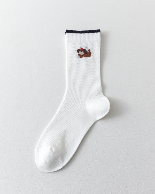 Women Crew Socks Cute Dachshund Series Cotton Mesh Breathable - SWEET NANA
