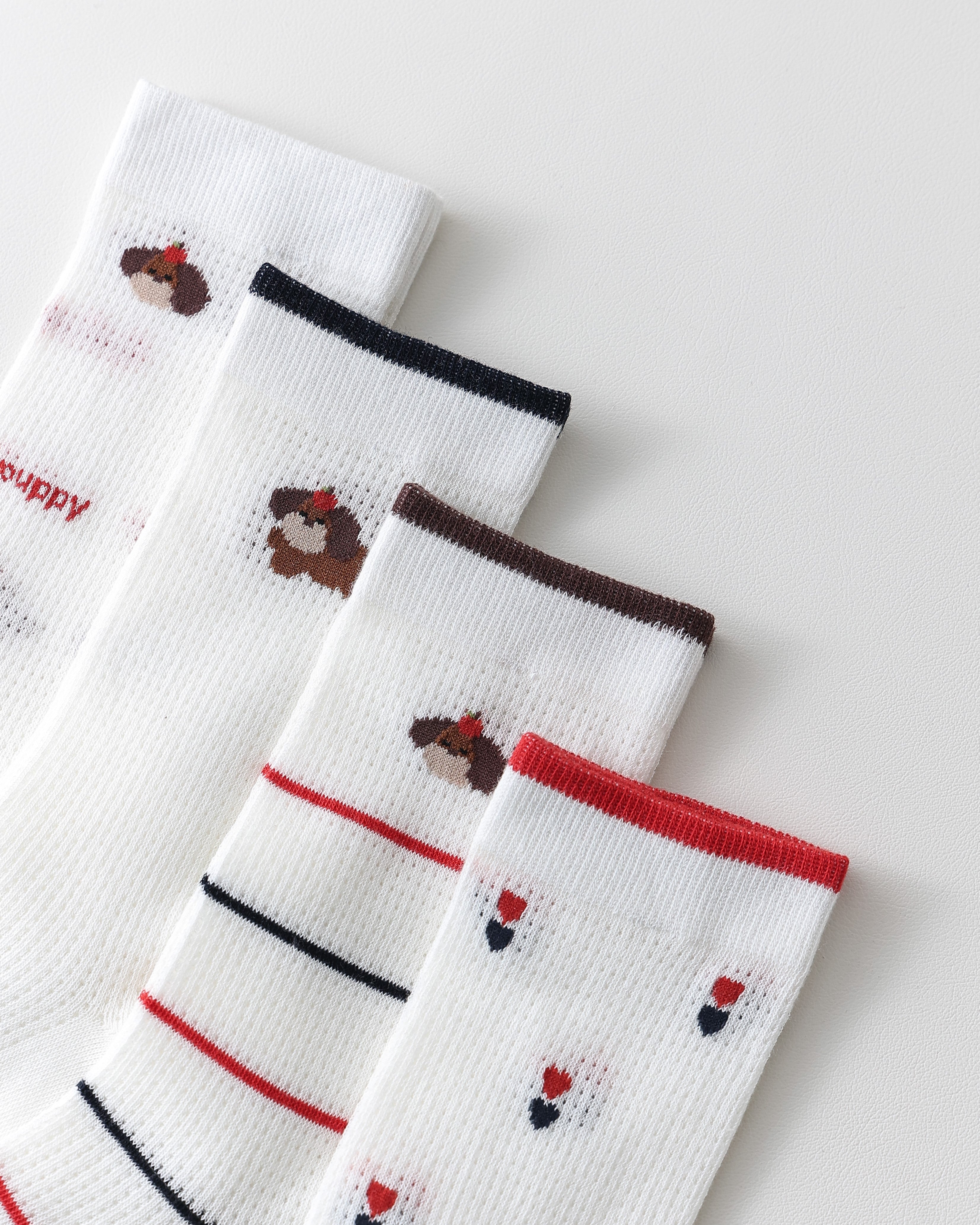 女款中筒襪子 可愛臘腸犬系列 棉質網眼透氣襪子