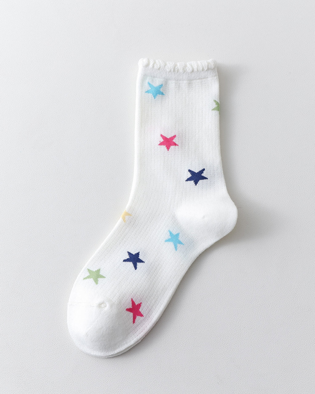 Women Crew Socks White Cotton Colorful Star Series Cute Kawaii - SWEET NANA