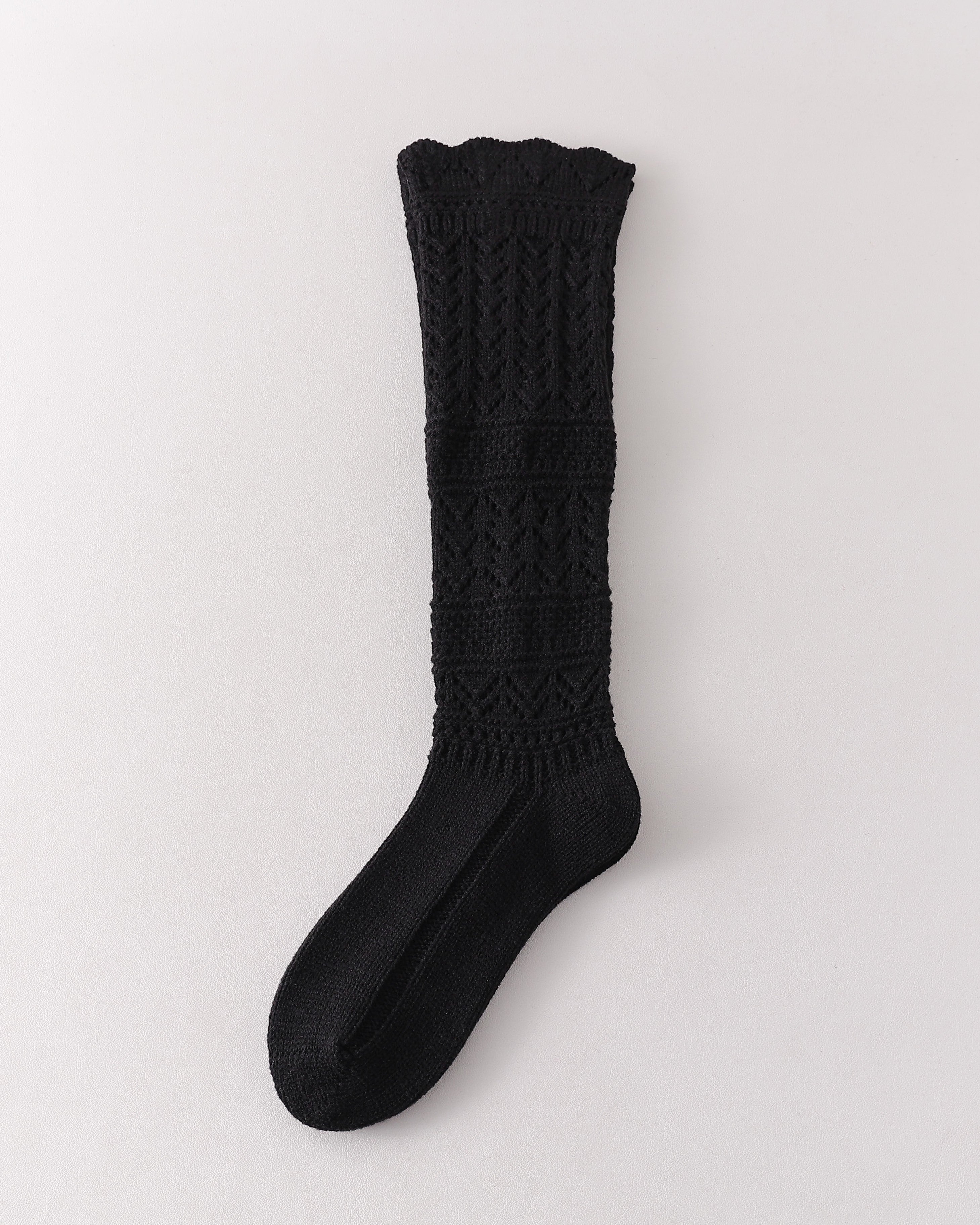 Women Crew Socks Hollow Out Knit Cotton Retro Slouch Socks