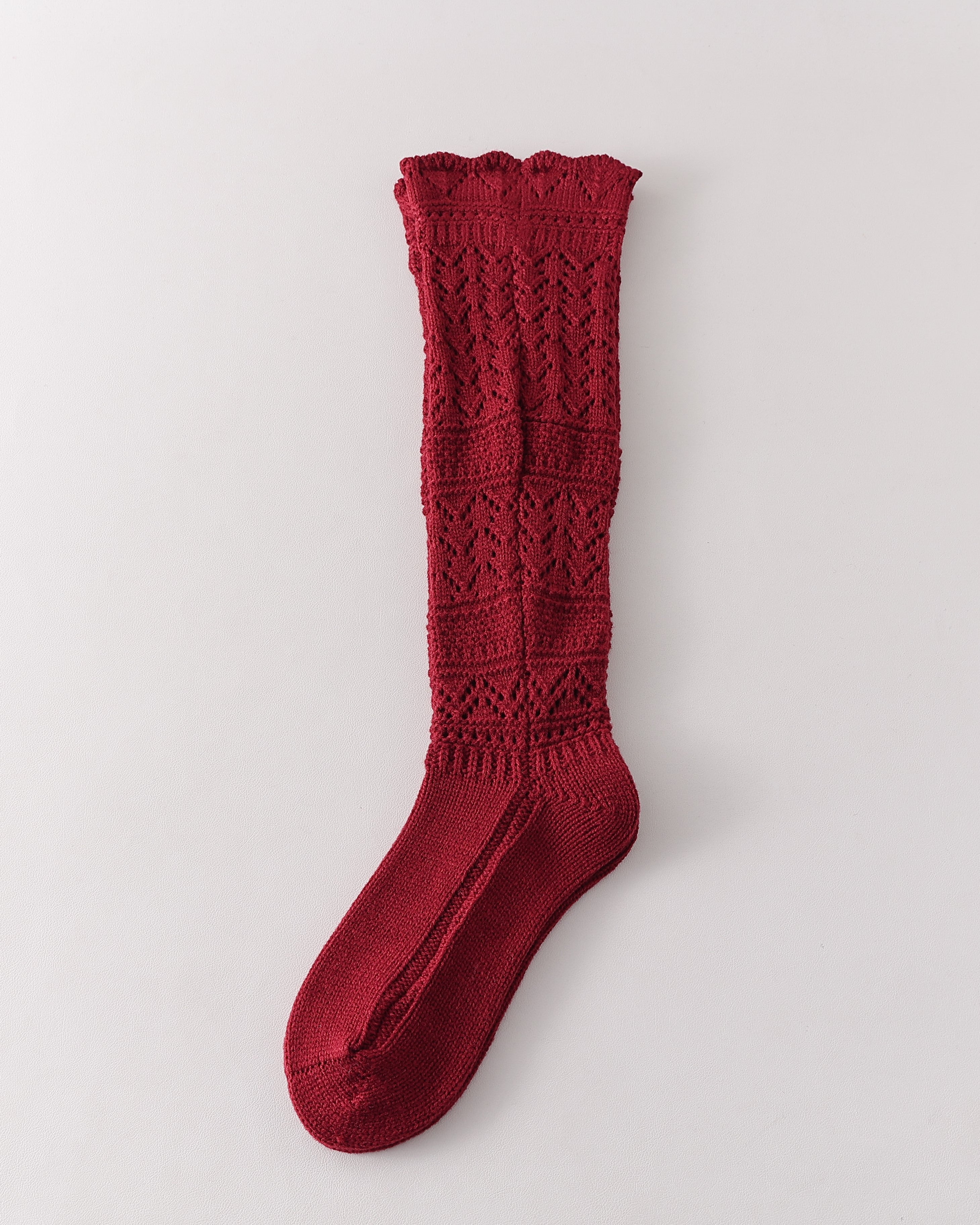 Women Crew Socks Hollow Out Knit Cotton Retro Slouch Socks