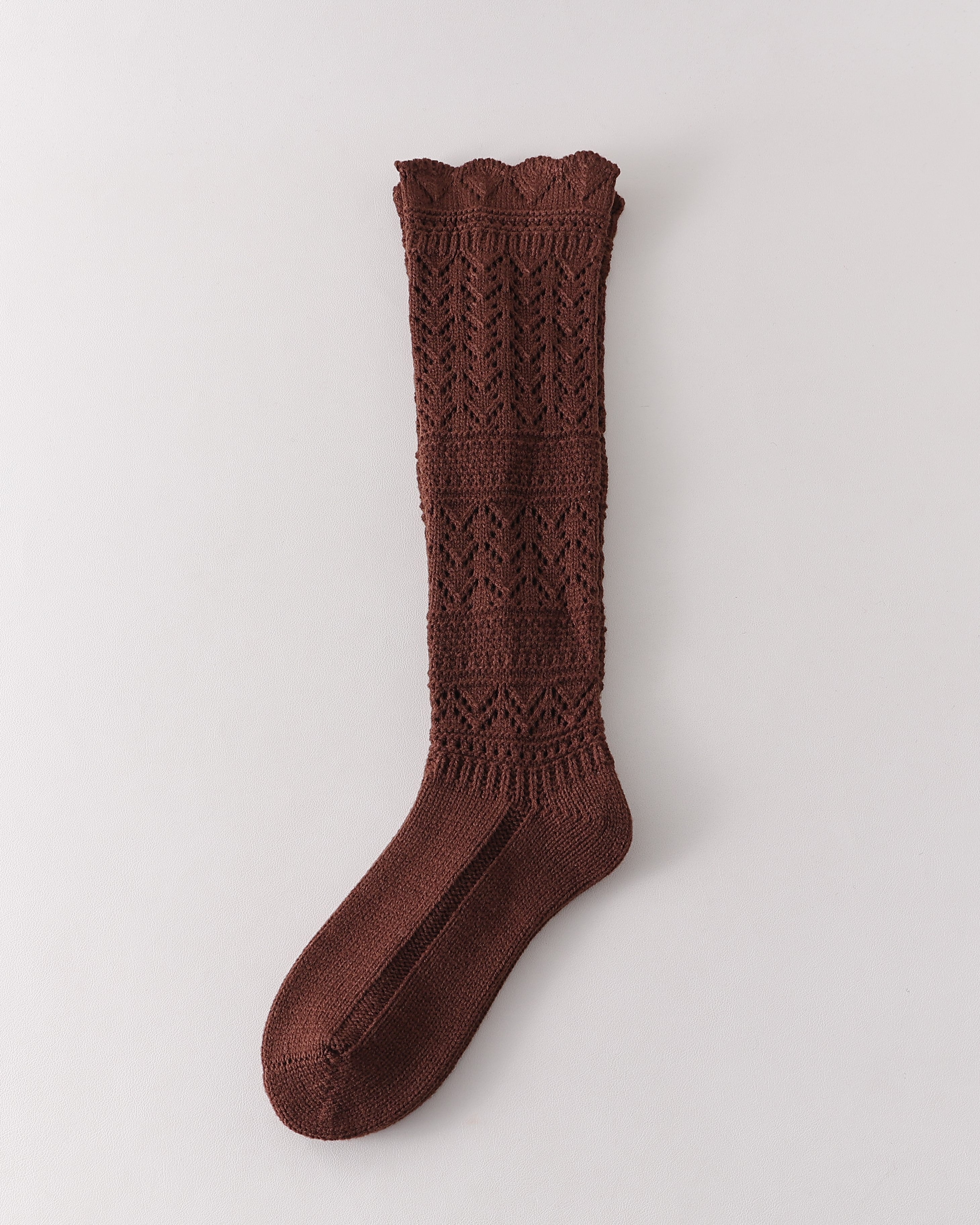Women Crew Socks Hollow Out Knit Cotton Retro Slouch Socks
