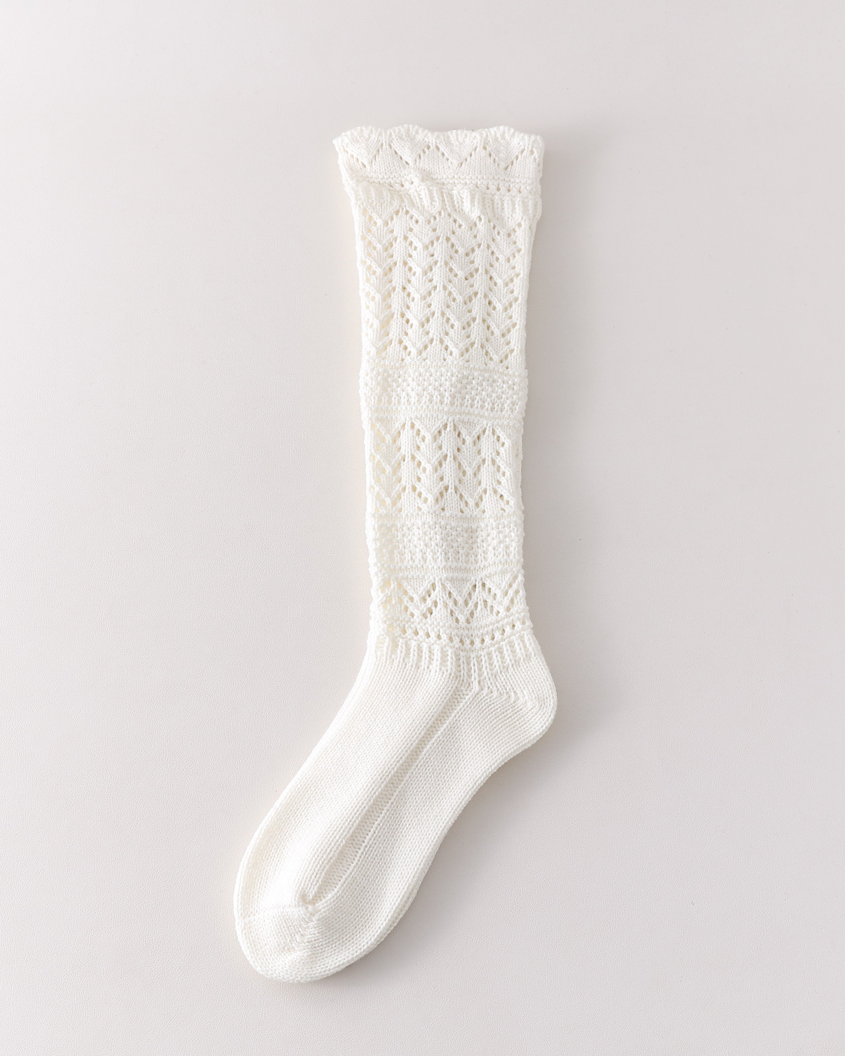Women Crew Socks Hollow Out Knit Cotton Retro Slouch Socks