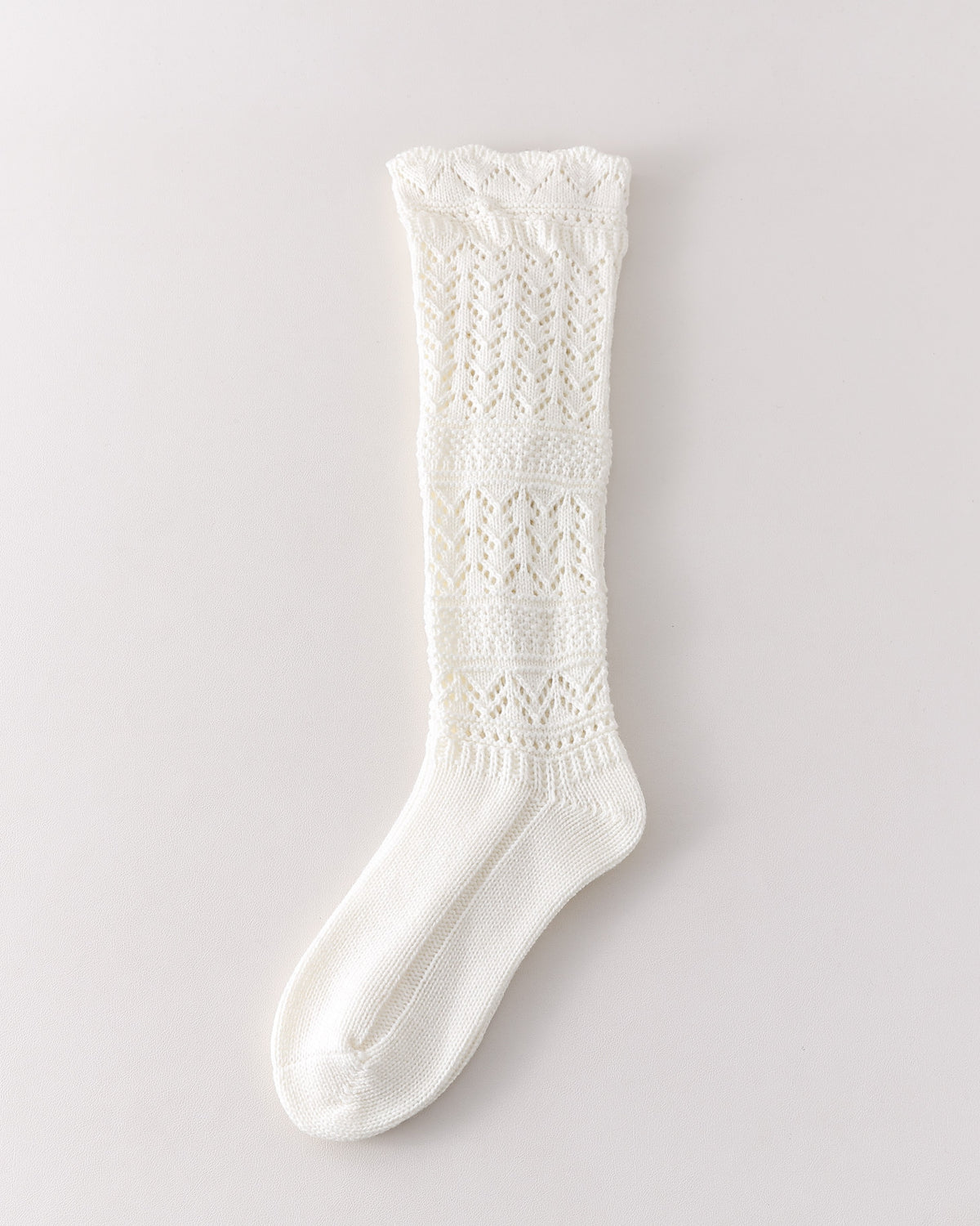 Women Crew Socks Hollow Out Knit Cotton Retro Slouch Socks