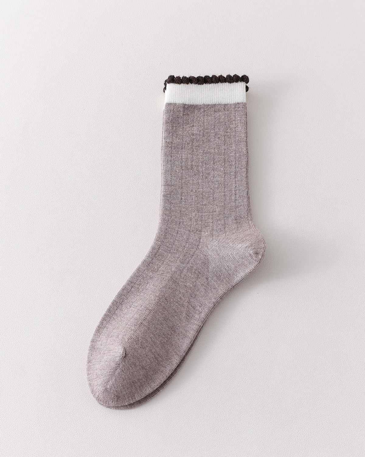 Women Crew Socks Contrast Trim Ribbed Cotton Cute Casual Socks