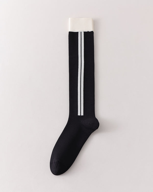 Women Knee High Socks Colorblock Stripe Cotton Sporty Socks - SWEET NANA