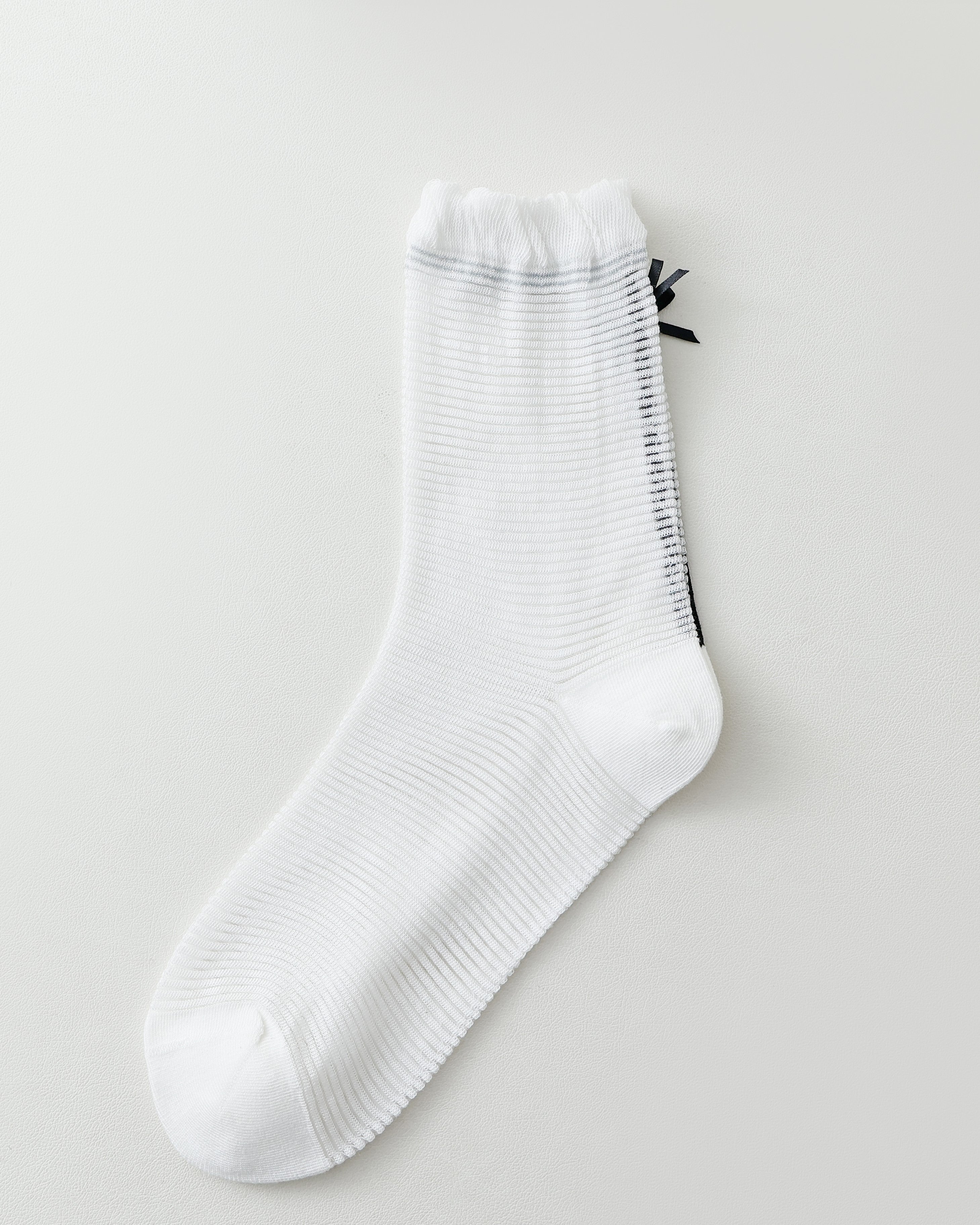 女款中筒襪子 蝴蝶結荷葉邊 復古時尚 舒適