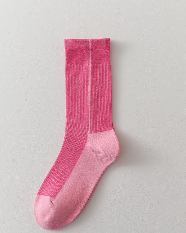 Women Two Tone Crew Socks Unique Design Soft Stretch - SWEET NANA