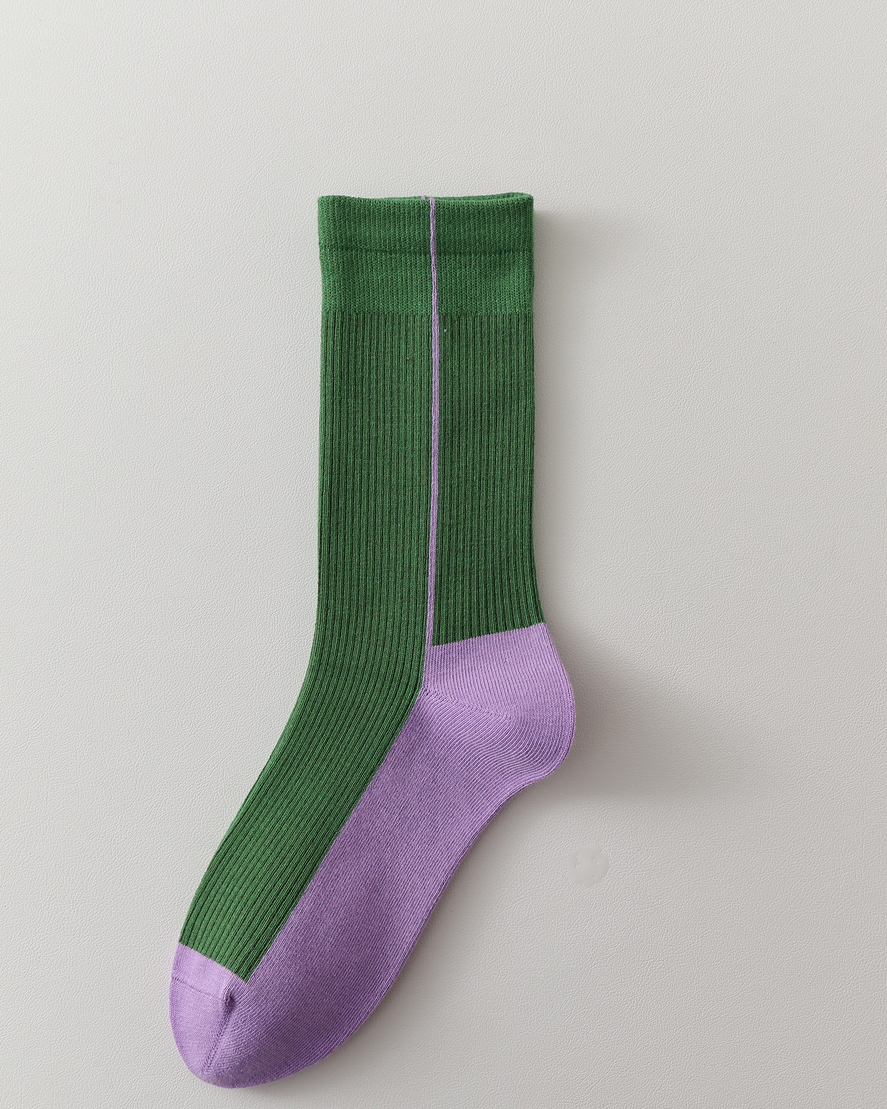 Women Two Tone Crew Socks Unique Design Soft Stretch