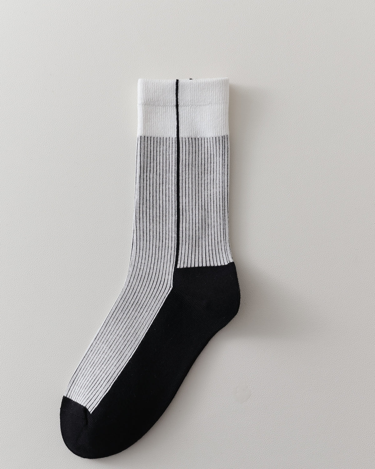 Women Two Tone Crew Socks Unique Design Soft Stretch