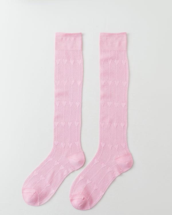 Women Knee High Socks Heart Mesh Comfortable - SWEET NANA