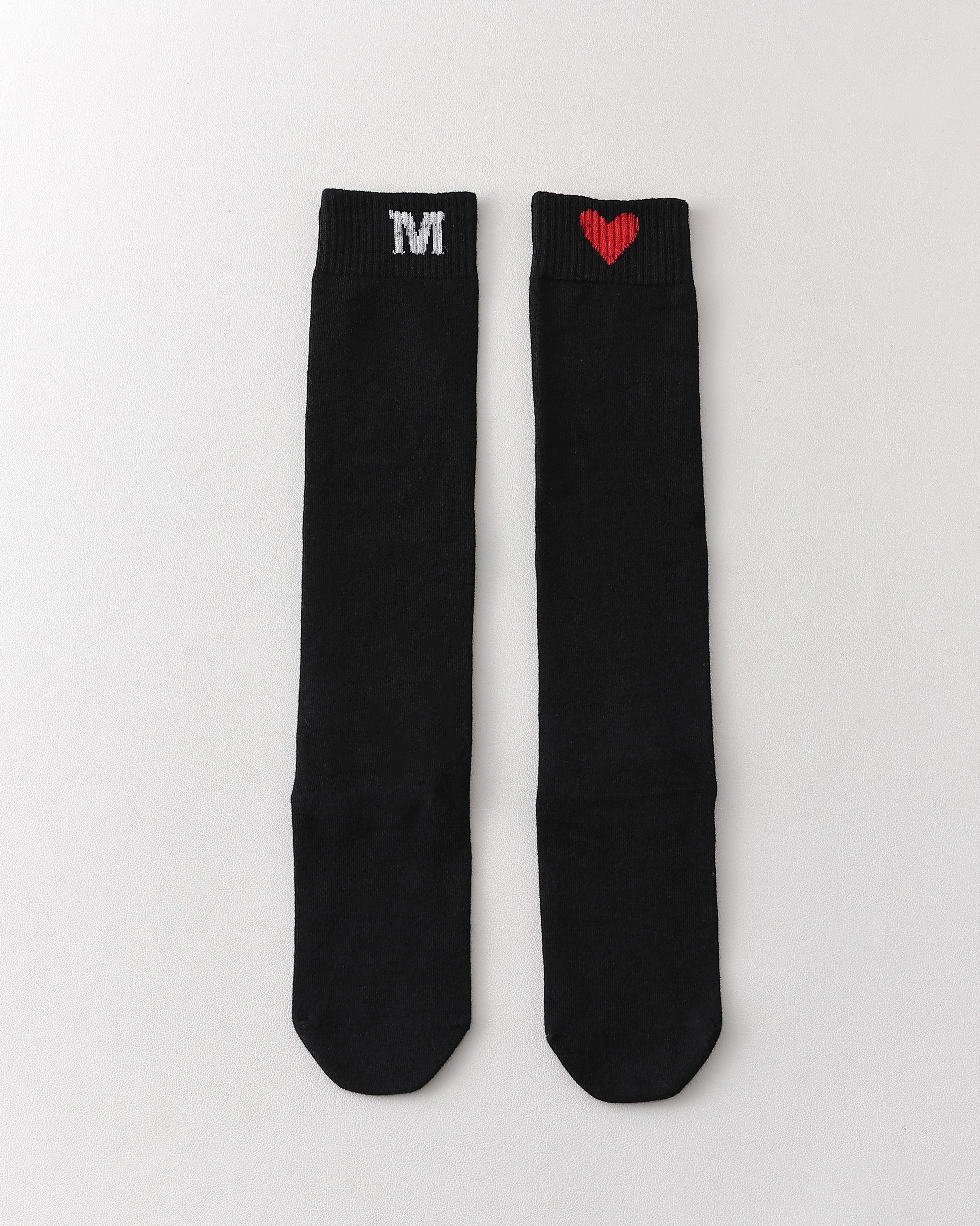 Women Knee High Socks Heart Letter Cotton Soft Casual Socks