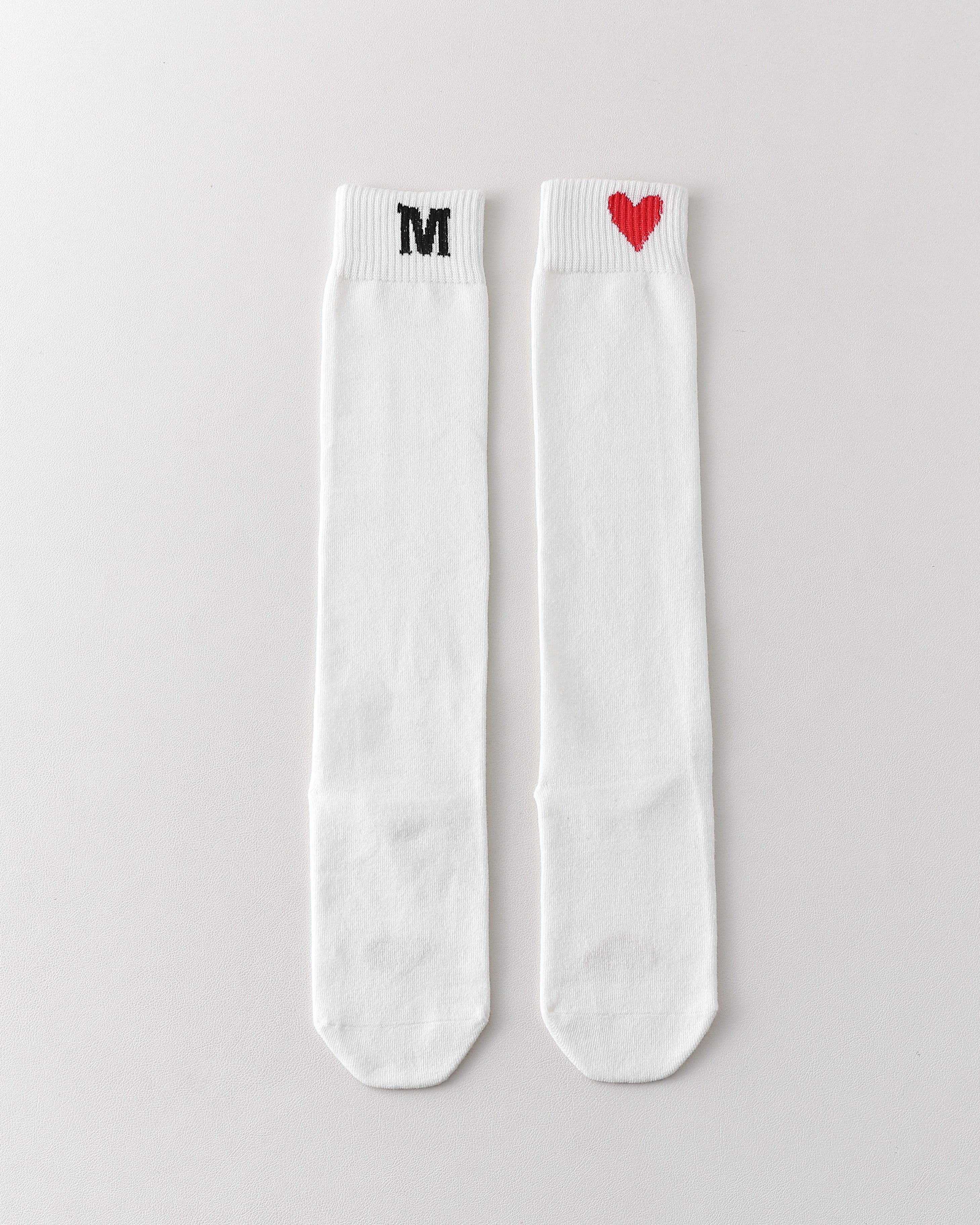 Women Knee High Socks Heart Letter Cotton Soft Casual Socks