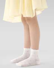 5 Pack Kids Crew Socks Purple Garden Mesh Breathable Bow Pattern