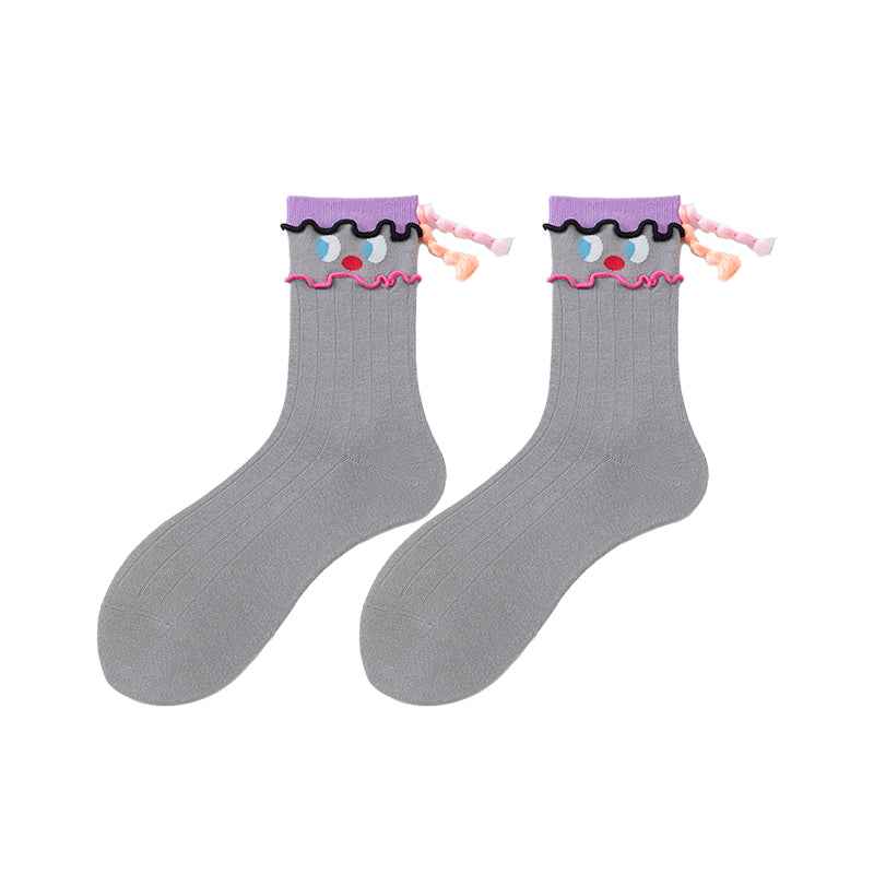 Sweetnana Women’s Crew Socks - Super Cool Braids Series Fun and Cute Cotton Socks, Colorful Socks, Soft Cotton Stockings, Stylish Women Socks for Every Occasion
