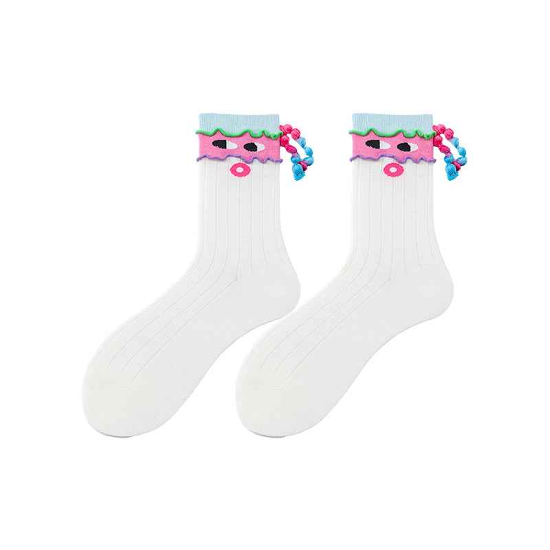 Sweetnana Women’s Crew Socks - Super Cool Braids Series Fun and Cute Cotton Socks, Colorful Socks, Soft Cotton Stockings, Stylish Women Socks for Every Occasion