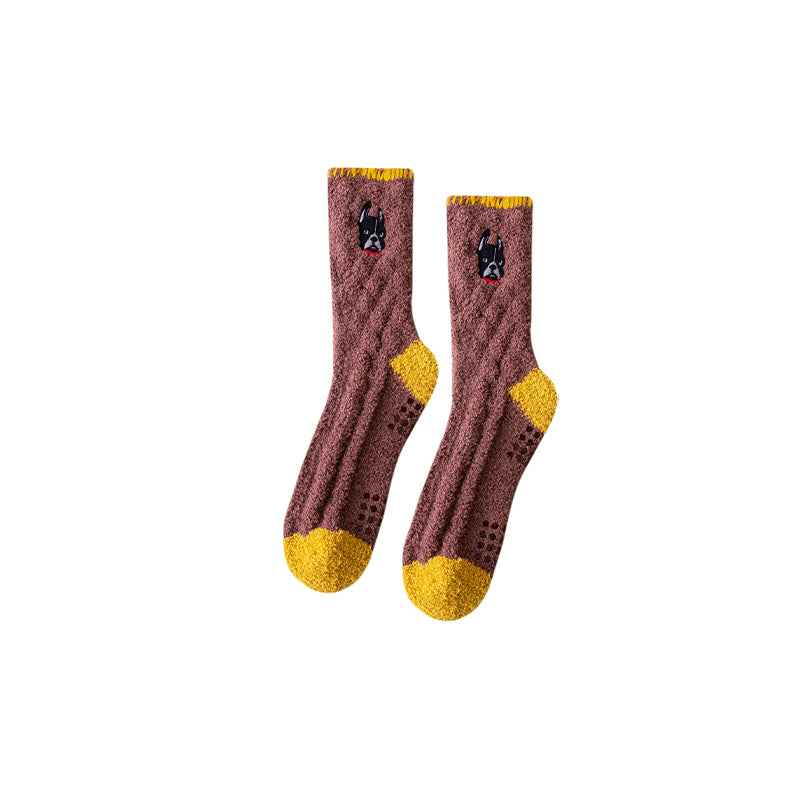 Sweetnana Cozy Crew Socks for Women & Men - Animal Embroidery Series Fuzzy & Colorful Socks - Perfect for Winter Stockings