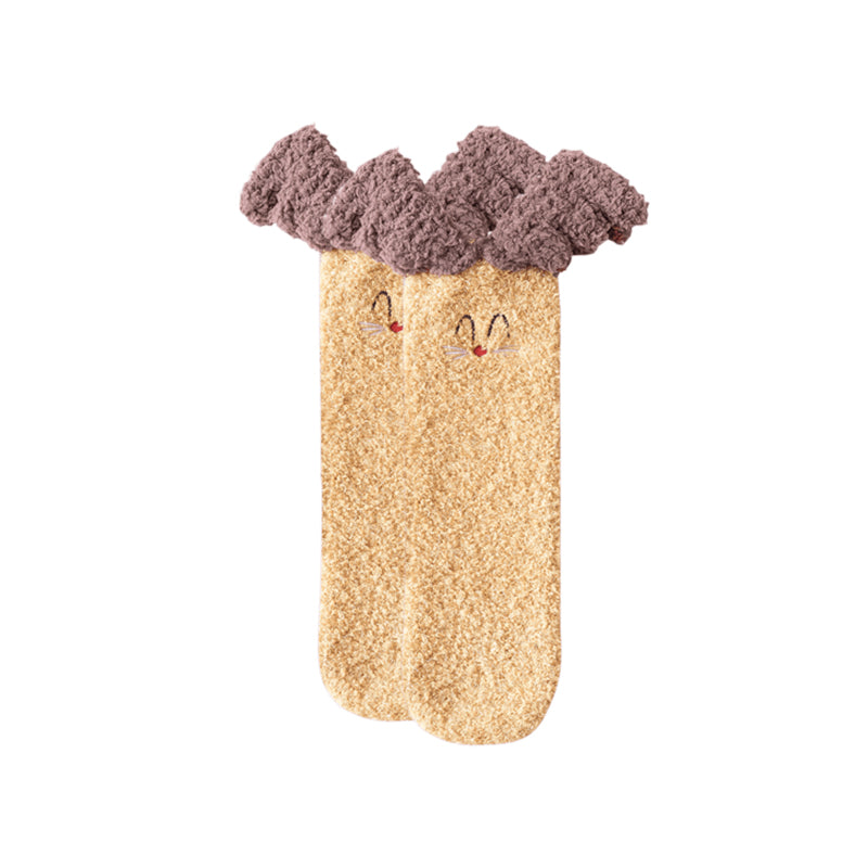 Sweetnana Cozy Tube Crew Socks for Women & Kids, 厚實毛絨防滑襪, 可愛大型3D卡通系列，提供冬季額外的舒適和溫暖