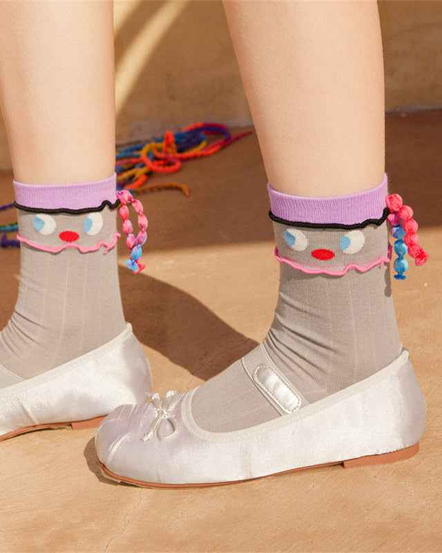 Sweetnana Women’s Crew Socks - Super Cool Braids Series Fun and Cute Cotton Socks, Colorful Socks, Soft Cotton Stockings, Stylish Women Socks for Every Occasion