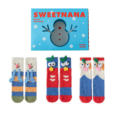 Sweetnana 2-Pack Novel Christmas Gift Box with Tube Crew Christmas Holiday Socks for Women, Winter Soft Slipper Socks Funny Christmas Pattern Cozy Warm Socks.