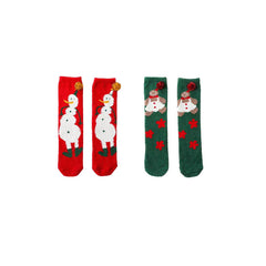 Sweetnana 2-Pack Novelty Christmas Gift with Crew Tube Socks, Warm Soft Thermal Holiday Stockings, Winter Thickened Fuzzy Slipper Socks.