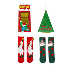 Sweetnana 2-Pack Novelty Christmas Gift with Crew Tube Socks, Warm Soft Thermal Holiday Stockings, Winter Thickened Fuzzy Slipper Socks.