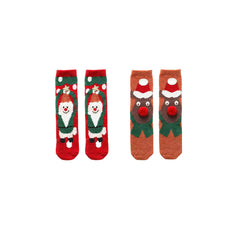 Sweetnana 2-Pack Tube Crew Cozy Socks for Women, Winter Warm Slipper Soft Fuzzy Socks with Cute Christmas Pattern, Christmas Gift Box.