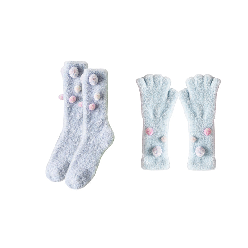 Sweetnana Cozy Crew Socks and Glove Set for Women 厚實保暖毛絨襪 色彩繽紛且舒適 完美適合冬季穿著和時尚服裝