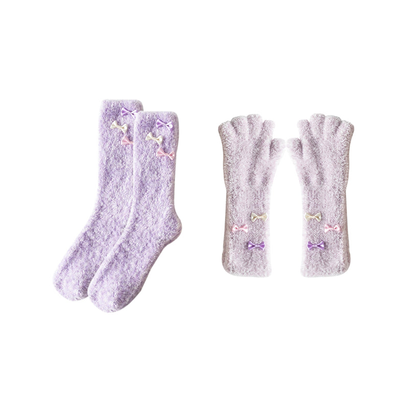 Sweetnana Cozy Crew Socks and Glove Set for Women 厚實保暖毛絨襪 色彩繽紛且舒適 完美適合冬季穿著和時尚服裝