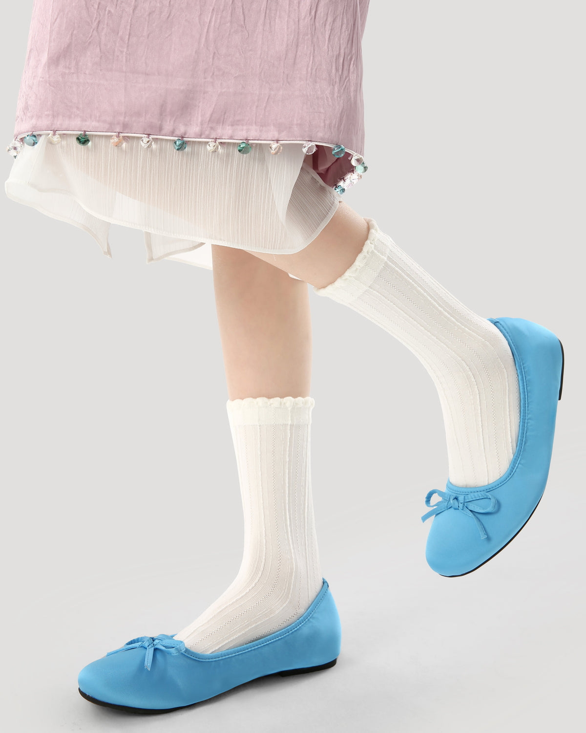 3-Pack Women Crew Socks Blue Mood Series Cotton Casual Fun