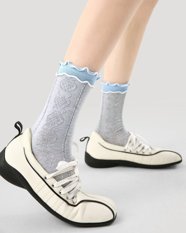 3-Pack Women Crew Socks Blue Mood Series Cotton Casual Fun - SWEET NANA