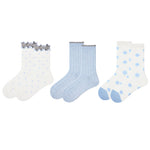 3-Pack Women's Crew Socks Pastel Vibes Blue Star Series Cotton Ruffled Socks