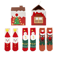 Sweetnana 3-Pack Christmas Crew Tube Socks Winter Warm Slipper Socks Holiday Socks for Women, Cute Christmas Gift Box.