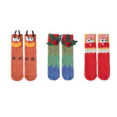 Sweetnana 3-Pack Christmas Tube Crew Socks, Creative Women's Warm Cozy Socks Winter Thickened Slipper Socks Non-Slip with Christmas Gift Box.