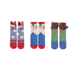 Sweetnana 3-Pack Christmas Tube Crew Socks for Women, Fuzzy Warm Winter Thickened Socks,  Cute Fun Cozy Slipper Socks in a Christmas Socks.